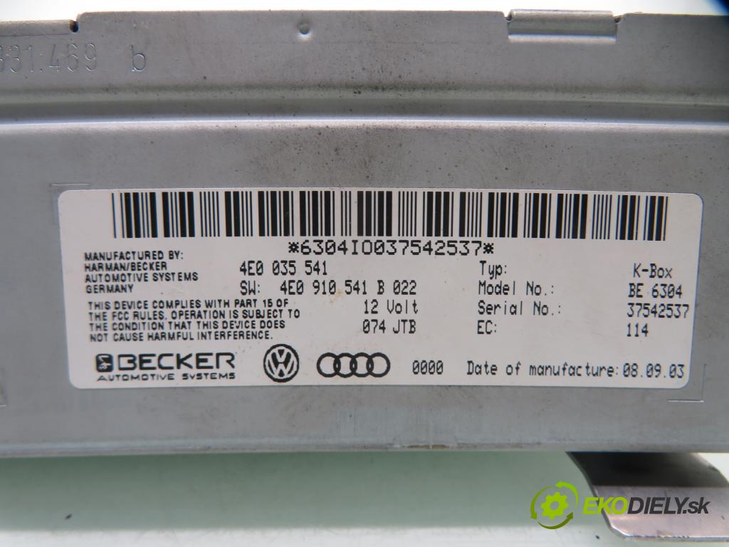 AUDI A8 D3 (4E2, 4E8) SEDAN 2004 171,00 3.0 TDI quattro - ASB 2967,00 TUNER ROZHLAS: 4E0035541 ; 4E0910541B