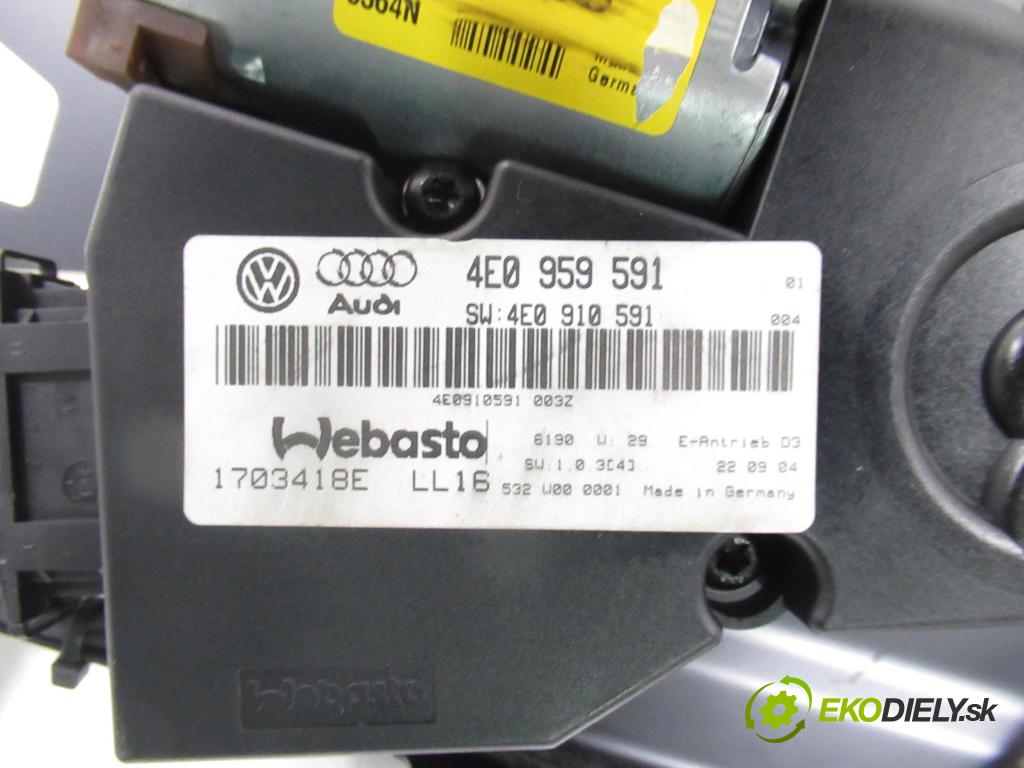 AUDI A8 D3 (4E2, 4E8) SEDAN 2004 171,00 3.0 TDI quattro - ASB 2967,00 strešné okno 4E0877041E ; 4E0959591 (Sklo karosérie)