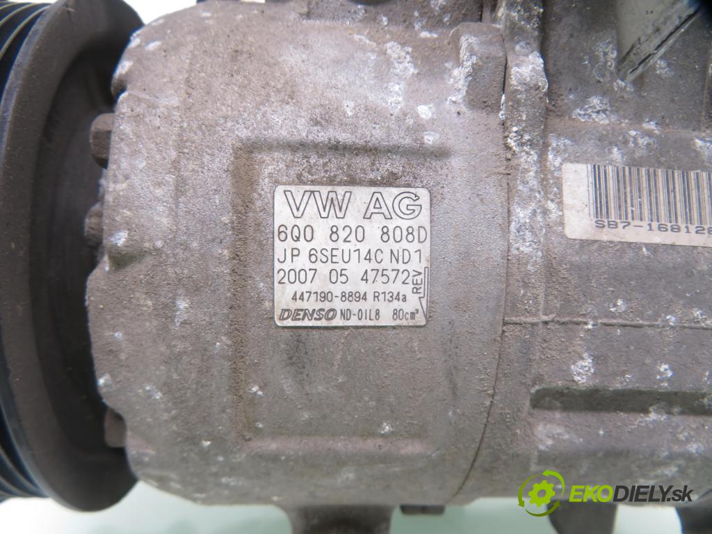 VW POLO (9N_) HB 2007 51,00 1.4 TDI - BNM 1422,00 KOMPRESOR: klimatizácie 6Q0820808D ; 6SEU14CN (Kompresor klimatizácie)