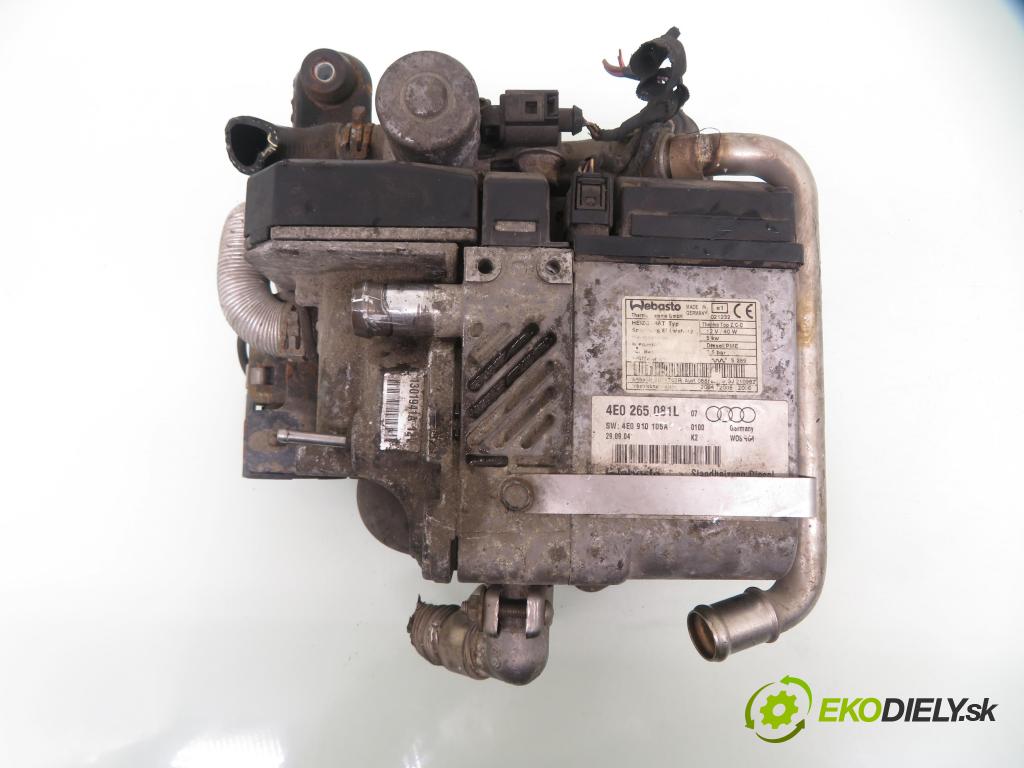 AUDI A8 D3 (4E2, 4E8) SEDAN 2004 171,00 3.0 TDI quattro - ASB 2967,00 Webasto 4E0265081L ; 4E0910105A ; 1301941A (Webasto (nezávislé topení))