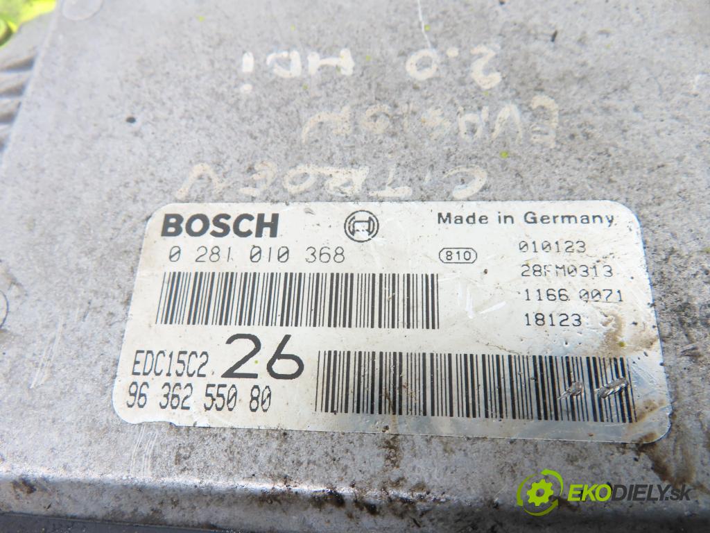 PEUGEOT EXPERT (224) KOMBIVAN 2001 80,00 2.0 HDI 16V - RHW (DW10ATED4) 1997,00 řídící jednotka motora 0281010368 ; 9636255080