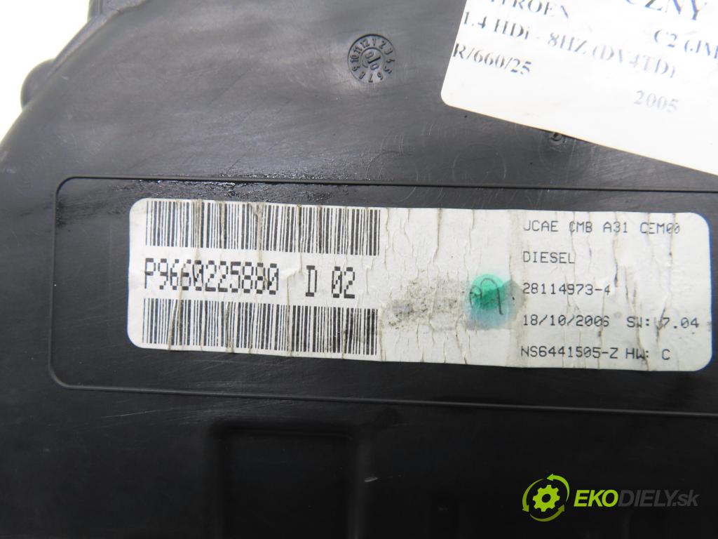 CITROEN C2 (JM_) HB 2005 50,00 1.4 HDi 68 8V - 8HZ 1398,00 prístrojovka elektrický P9660225880D