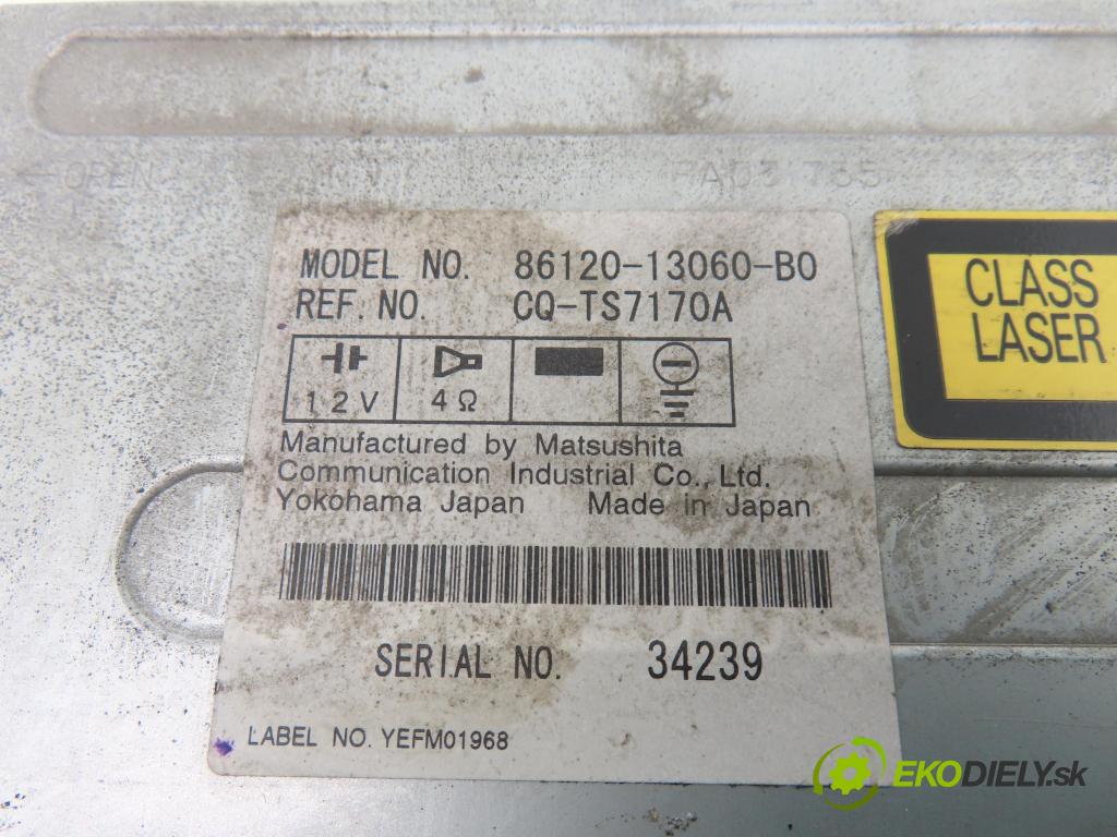 TOYOTA COROLLA Verso (_E12_) MINIVAN 2002 66,00 2.0 D-4D (CDE120_) - 1CD-FTV 1995,00 RADIO CD 8612013060B0