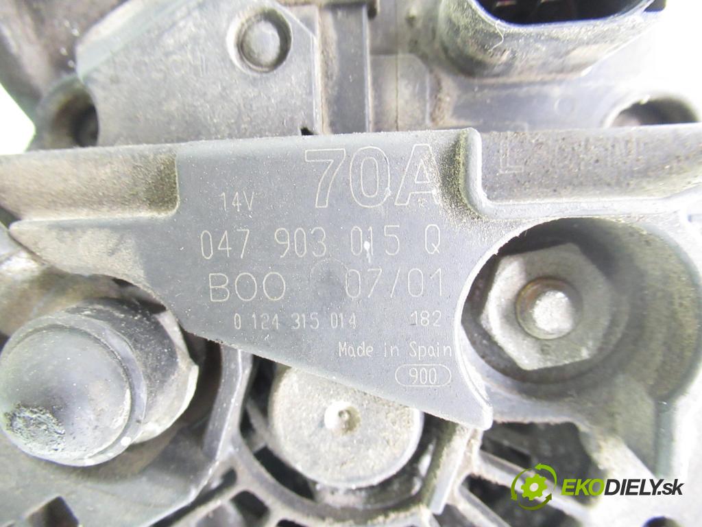 SKODA FABIA I (6Y2) HB 2001 44,00 1.4 MPi 60 - AZE 1397,00 Alternátor 047903015Q ; 0124315014 (Alternátor)