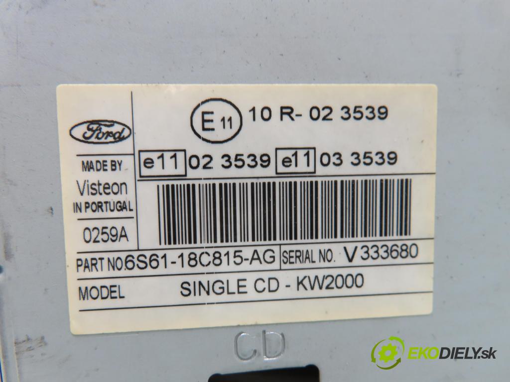 FORD FIESTA V (JH_, JD_) HB 2006 50,00 1.4 TDCi 8V 68 - F6JA 1399,00 RADIO CD 6S6118C815AG