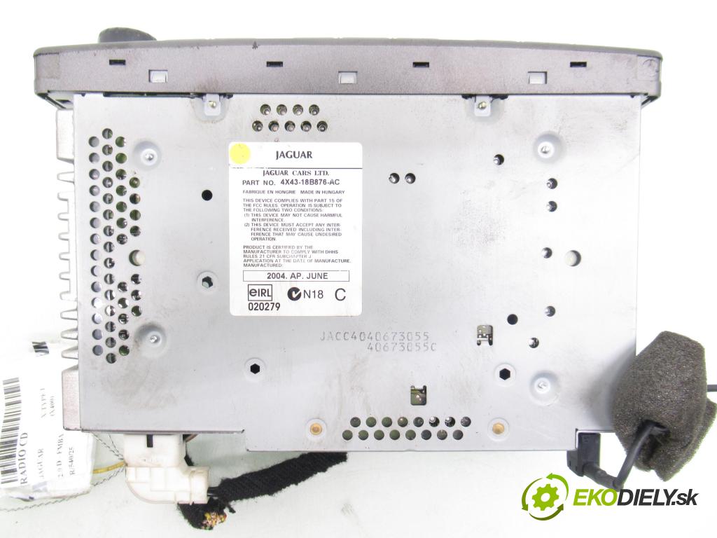 JAGUAR X-TYPE I (X400) SEDAN 2004 96,00 2.0 D 130 - FMBA 1998,00 RADIO CD 4X4318B876AC