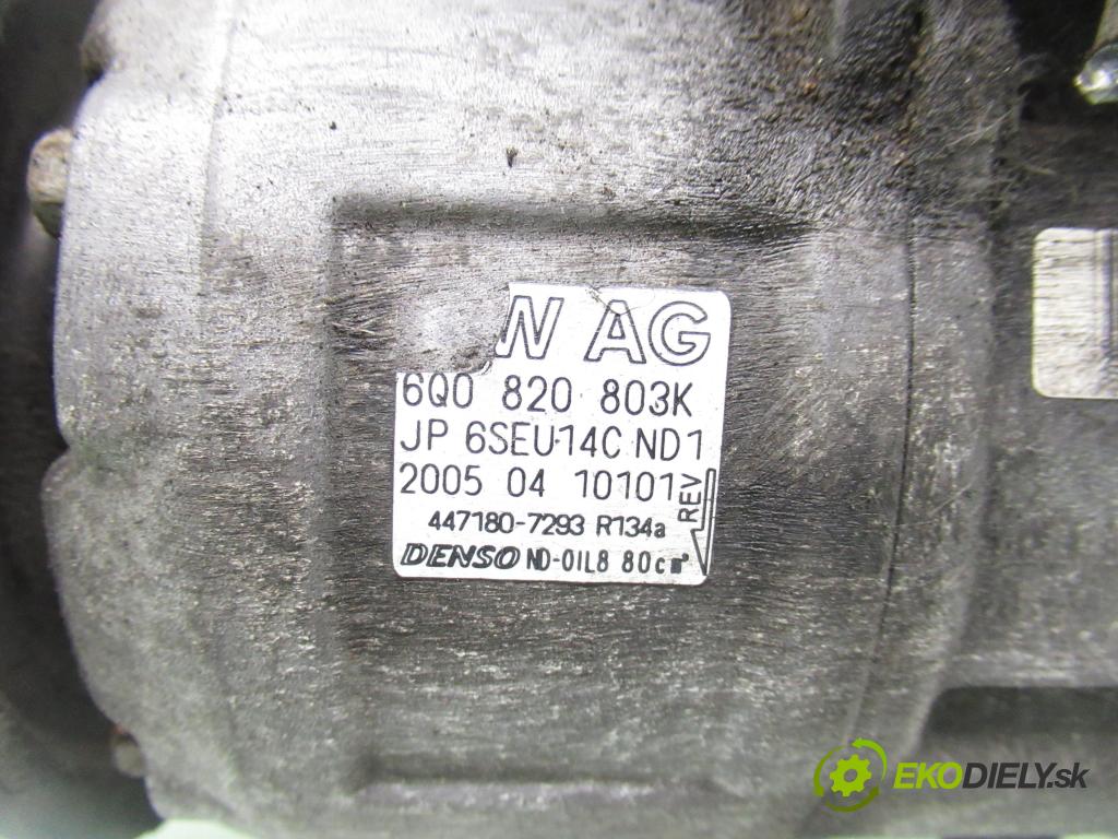 VW POLO (9N_) HB 2005 47,00 1.2 12V - BME 1198,00 KOMPRESOR: klimatizace 6Q0820803K ; JP6SEU14CND1 (Kompresor klimatizace)