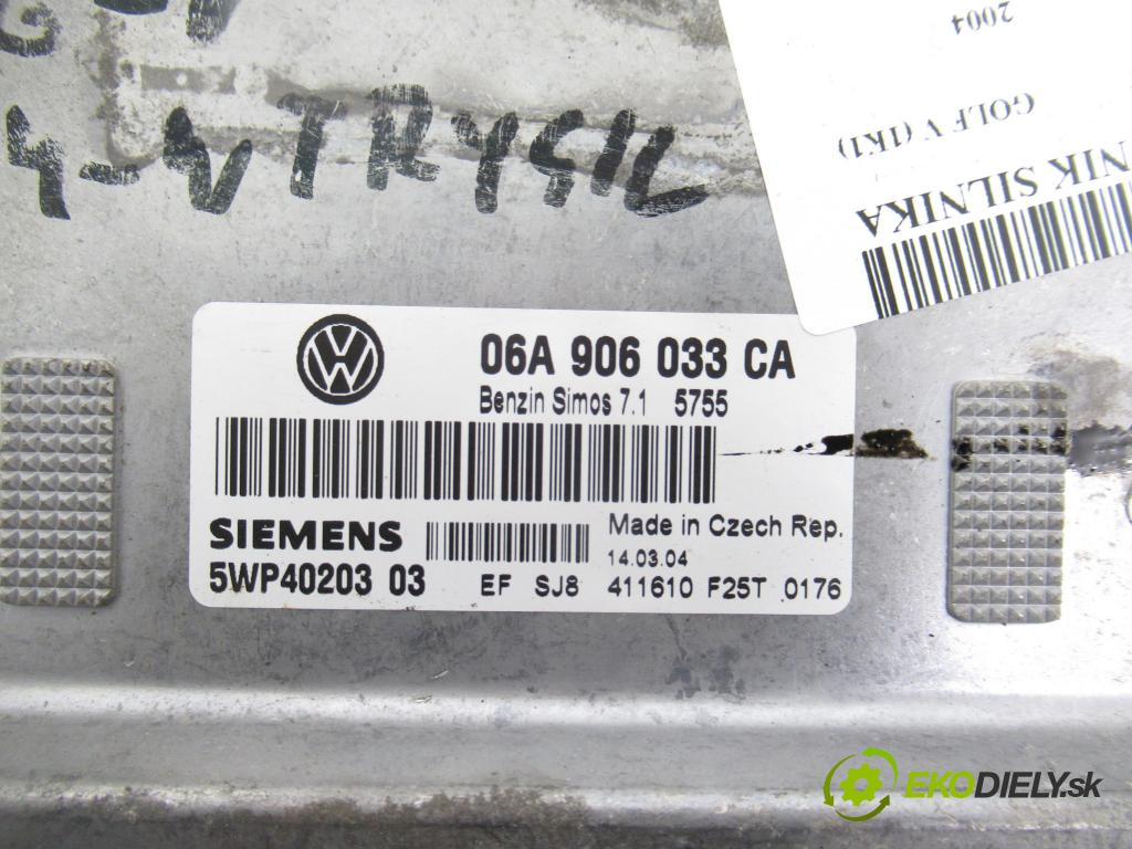 VW GOLF V (1K1) HB 2004 75,00 1.6 - BGU 1595,00 Riadiaca jednotka Motor 06A906033CA ; 5WP4020403