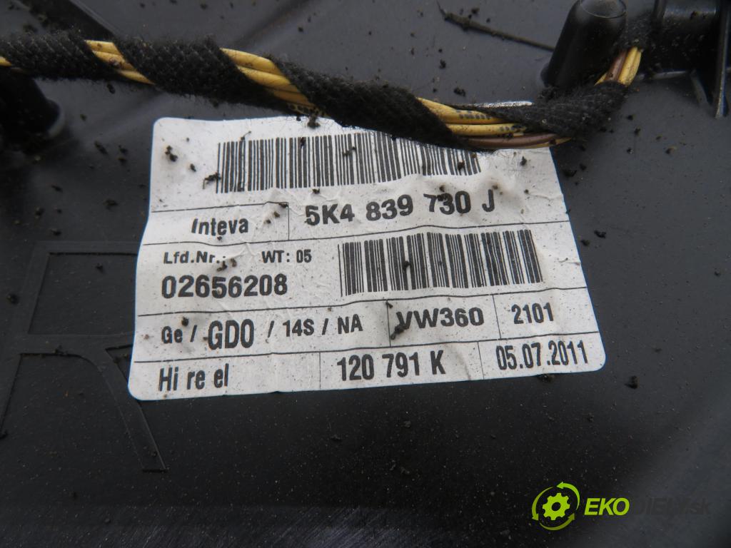 VW GOLF VI (5K1) HB 2011 155,00 2.0 GTi - CCZB 1984,00 Mechanizmus okien PTE 5K4839730J ; 5K0959704D