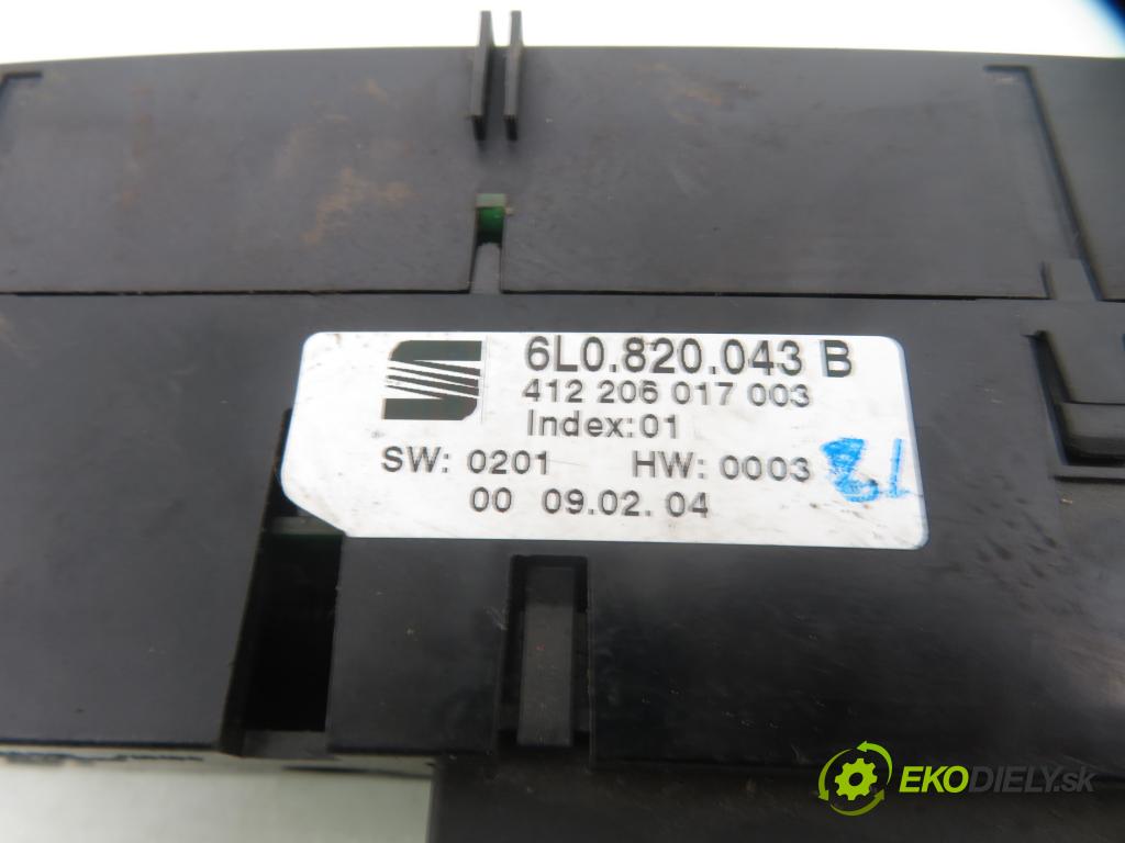 SEAT IBIZA III (6L1) HB 2004 55,00 1.4 TDI 75 - AMF 1422,00 Panel kúrenia KLIMATRONIK 6L0820043B ; 412206017003