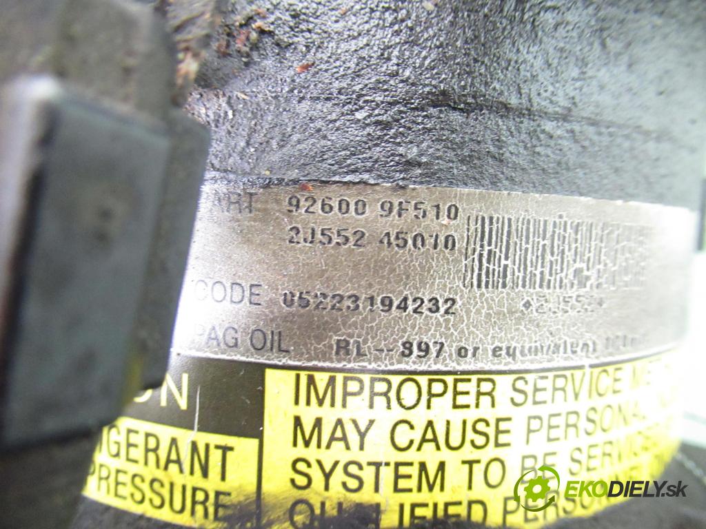 NISSAN ALMERA II (N16) HB 2003 77,00 1.5 - GA15DE 1498,00 KOMPRESOR: klimatizácie 926009F510 ; 2J55245010 ; 2J552 (Kompresor klimatizácie)