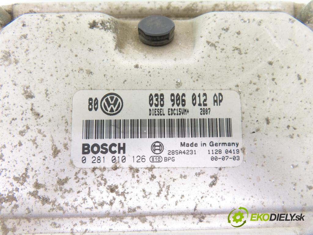 VW GOLF IV (1J1) HB 2000 81,00 1.9 TDI 110 - ASV 1896,00 Riadiaca jednotka Motor 038906012AP ; 0281010126