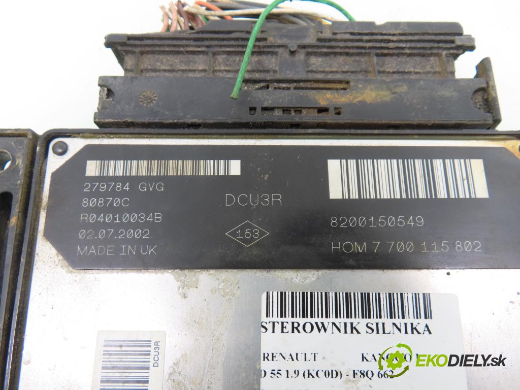 RENAULT KANGOO (KC0/1_) KOMBIVAN 2002 40,00 D 55 1.9 (KC0D) - F8Q 662 1870,00 Riadiaca jednotka Motor R04010034B ; 8200150549 ; HOM7700115802