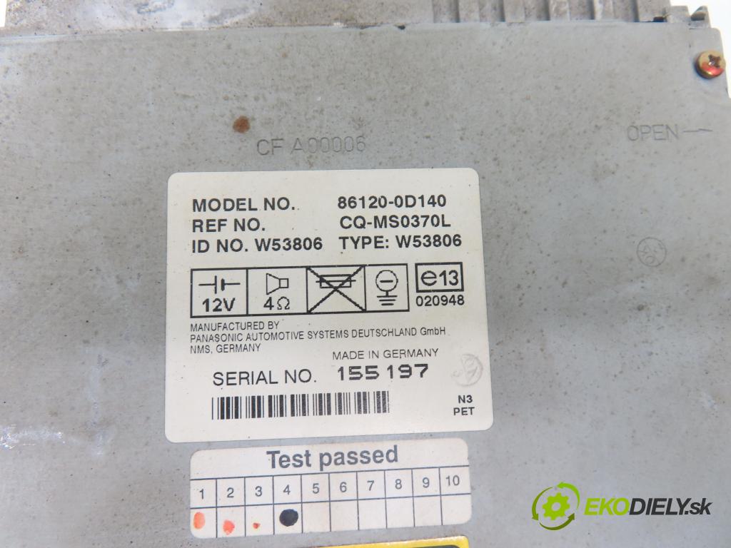 TOYOTA YARIS (_P1_) HB 2000 50,00 1.0 VVT- i 68 - 1SZ-FE 998,00 RADIO CD 861200D140