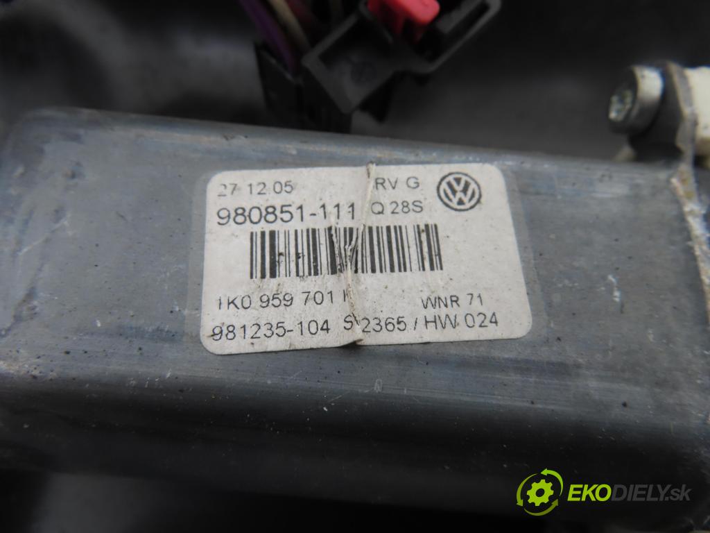 VW PASSAT B6 Variant (3C5) KOMBI 2005 103,00 2.0 TDI 16V - BKP 1968,00 Mechanizmus okien 3C1837755G ; 1K0959793G ; 1K0959701K