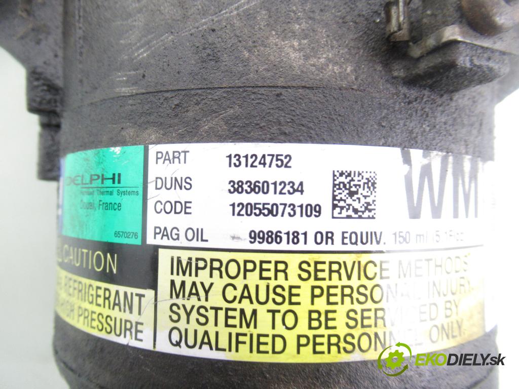 OPEL ASTRA H GTC (L08) HB 2006 88,00 1.9 8V CDTI 120 - Z 19 DT 1910,00 KOMPRESOR: klimatizace 13124752 ; 383601234 (Kompresor klimatizace)