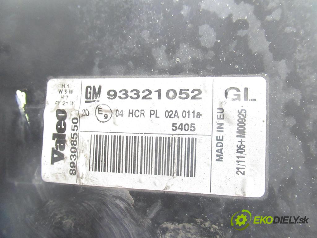 OPEL MERIVA A nadwozie wielkoprzestrzenne (MPV) (X03) MINIVAN 2005 66,00 1.4 16V Twinport - Z 14 XEP 1364,00 Svetlo LP 93321052