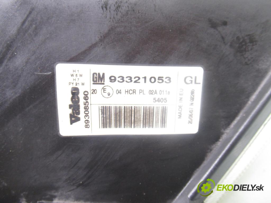 OPEL MERIVA A nadwozie wielkoprzestrzenne (MPV) (X03) MINIVAN 2007 77,00 1.6 16V 105 - Z 16 XEP 1598,00 Svetlo PP 93321053