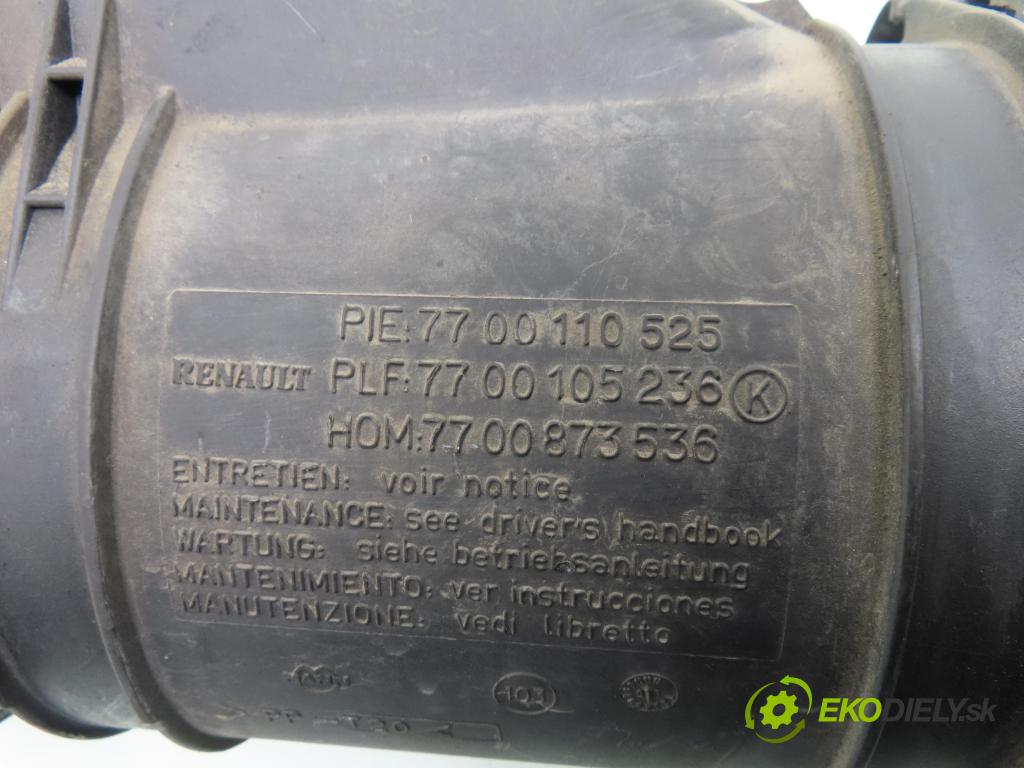 RENAULT CLIO II (BB_, CB_) HB 1999 43,00 1.2 8V 58 1149,00 obal filtra vzduchu 7700110525 ; 7700105236K (Kryt vzduchového filtru)