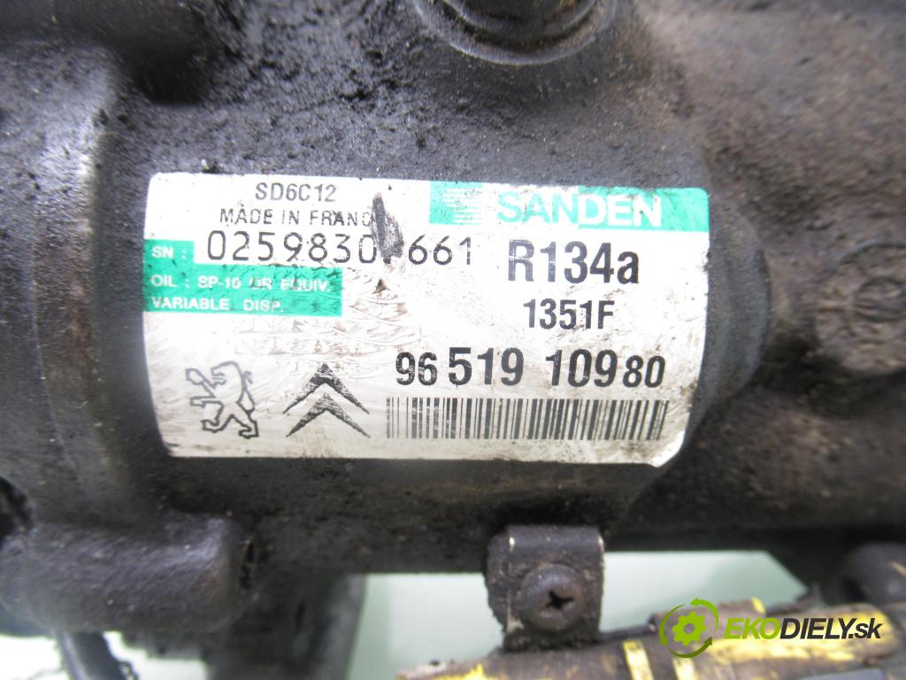 CITROEN C4 I (LC_) HB 2006 80,00 1.6 16V - NFU (TU5JP4) 1587,00 KOMPRESOR: klimatizácie 9651910980 (Kompresor klimatizácie)