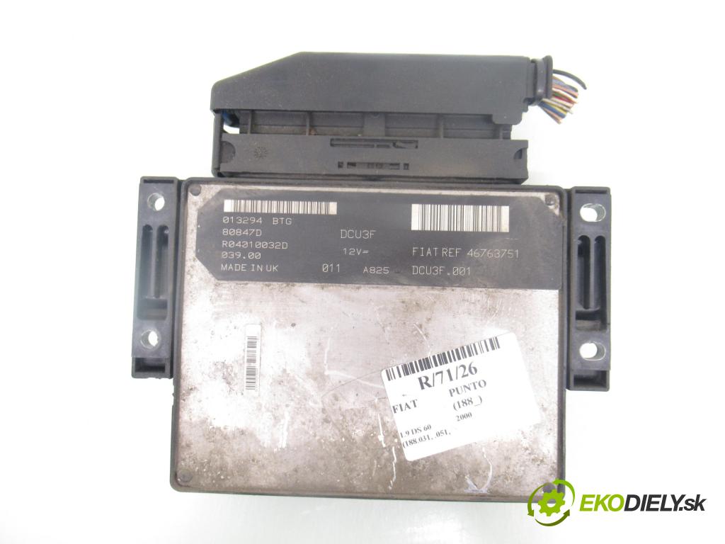 FIAT PUNTO (188_) HB 2000 44,00 1.9 DS 60 (188.031, .051, .231, .251) - 188 A3.000 1910,00 Riadiaca jednotka Motor 46763751 ; R04010032D ; 80847D