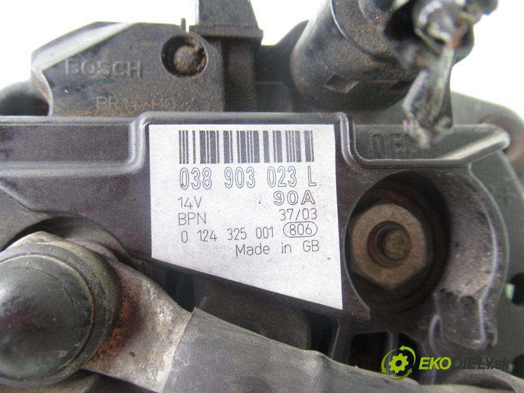 VW PASSAT B5 (3B2) SEDAN 1998 81,00 1.9 TDI - AVG 1896,00 Alternátor 038903023L ; 0124325001 (Alternátor)