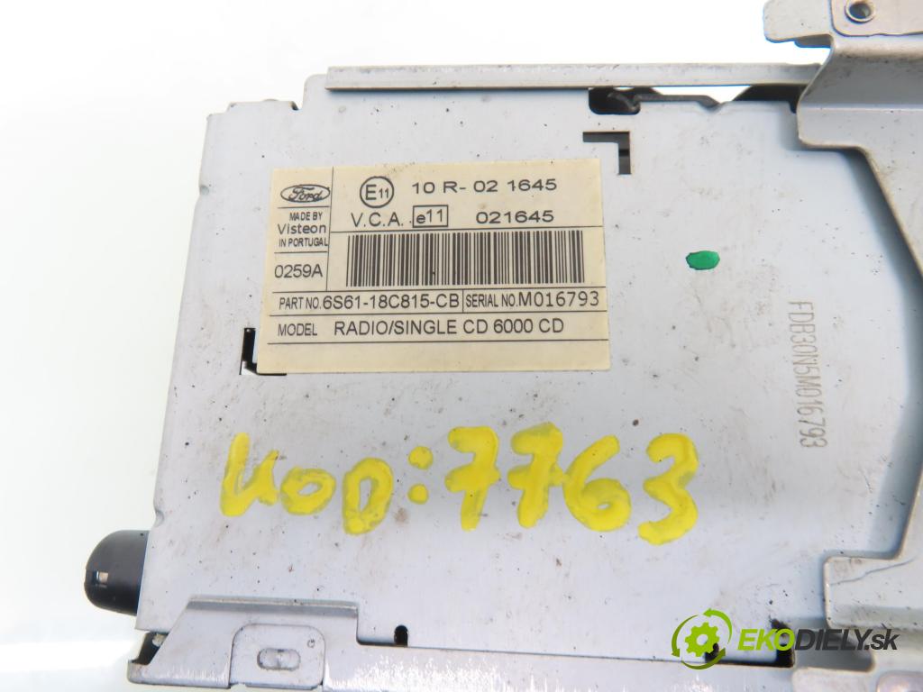 FORD FIESTA V (JH_, JD_) HB 2005 59,00 1.4 16V - FXJA 1388,00 RADIO CD 6S6118C815CB