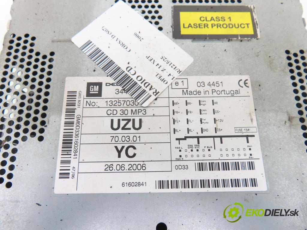 OPEL CORSA D (S07) HB 2006 66,00 1.4 - Z 14 XEP 1364,00 RADIO CD 13257030 ; CD30 ; 13209460