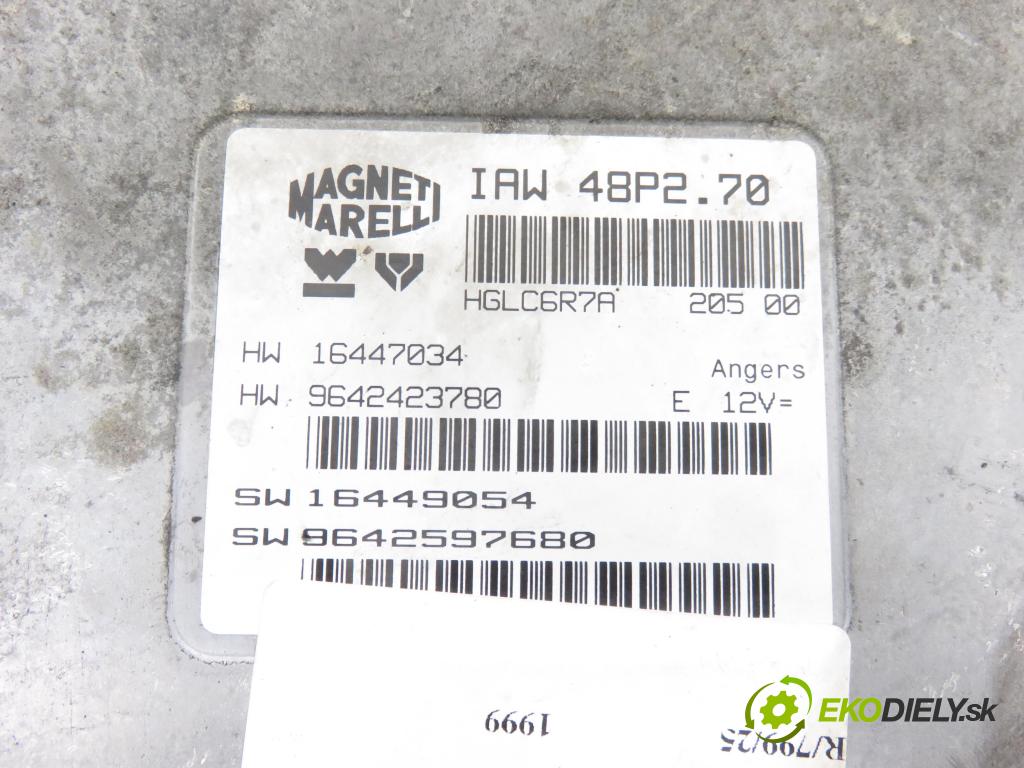 PEUGEOT 206 liftback (2A/C) HB 2000 440,00 1.1 i - HFX (TU1JP) 1124,00 Riadiaca jednotka Motor IAW48P270 ; 9642597680