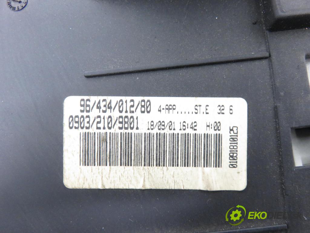 PEUGEOT 206 liftback (2A/C) HB 1999 55,00 1.4 i 75 -  KFX 1361,00 Prístrojovka elektrický 9643401280 ; 09032109801