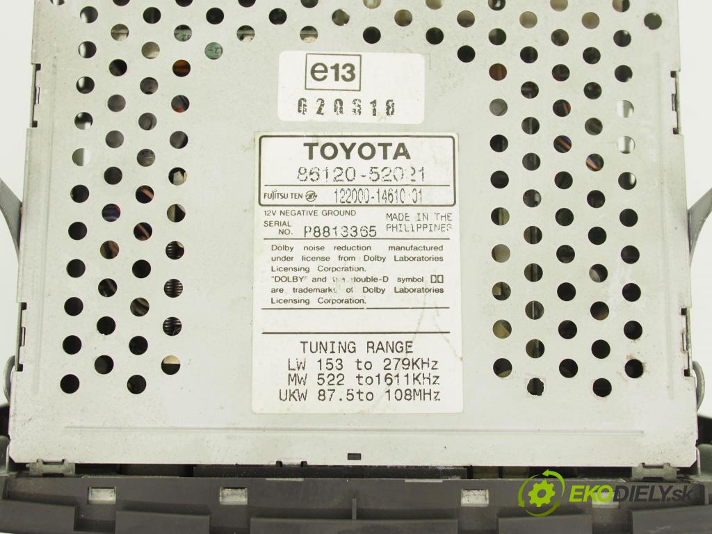 TOYOTA YARIS (_P1_) HB 2002 50,00 1.0 VVT- i 68 - 1SZ-FE 998,00 RADIO Modul 8612052021