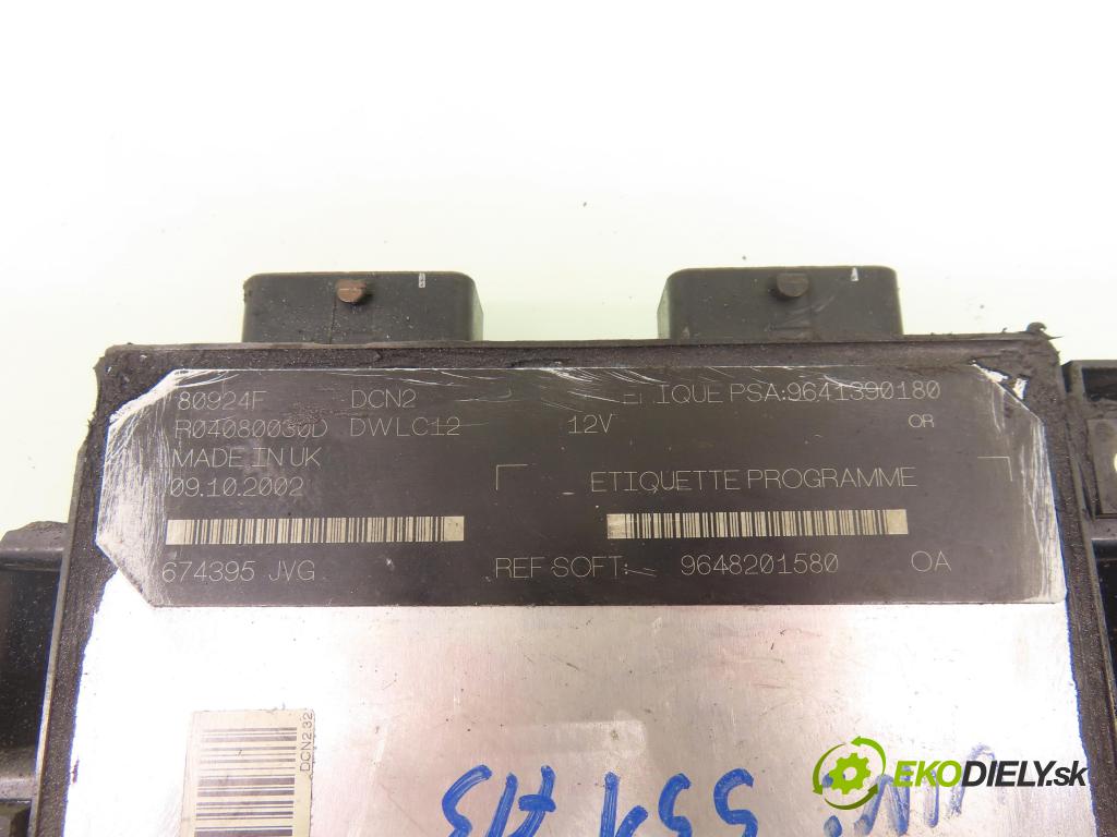 PEUGEOT 206 liftback (2A/C) HB 2001 51,00 1.9 D - WJY (DW8B) 1868,00 Riadiaca jednotka Motor R04080030D ; 9648201580