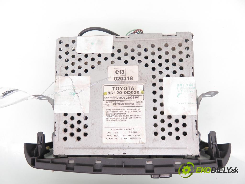 TOYOTA YARIS (_P1_) HB 2000 50,00 1.0 VVT- i 68 - 1SZ-FE 998,00 RADIO 861200D020 ; 8611052021B0 ; TF0411