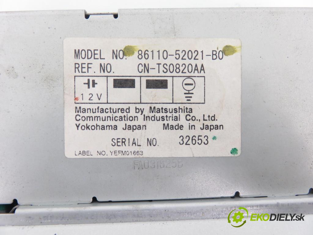 TOYOTA YARIS (_P1_) HB 2000 50,00 1.0 VVT- i 68 - 1SZ-FE 998,00 RADIO 861200D020 ; 8611052021B0 ; TF0411