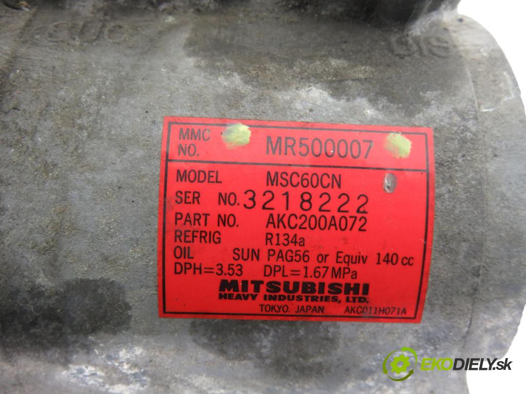 MITSUBISHI SPACE STAR nadwozie wielkoprzestrzenne (MPV) (DG_A) HB 2003 72,00 1.6 16V (DG3A) 98 - 4G18 1584,00 KOMPRESOR: klimatizace MR500007 ; AKC200A072 (Kompresor klimatizace)