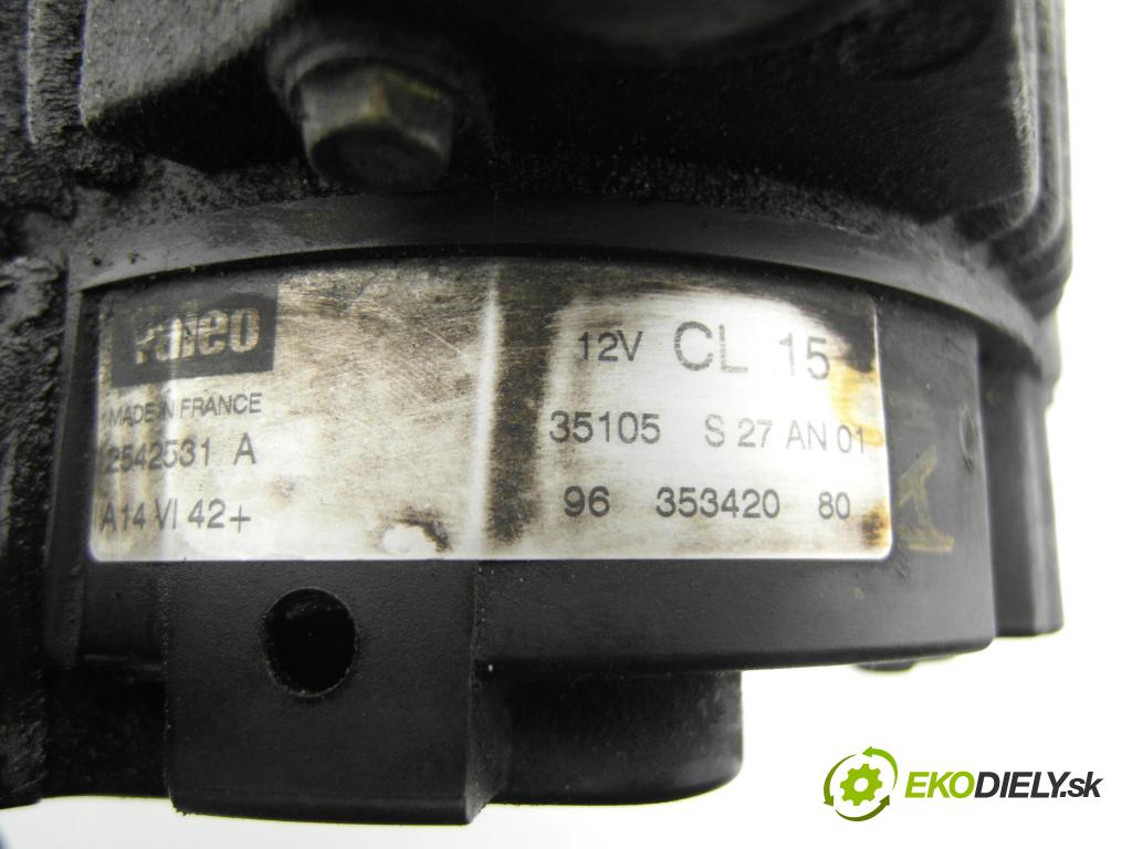 PEUGEOT 206 liftback (2A/C) HB 2001 66,00 2.0 HDI 90 - RHY 1997,00 Alternátor 9635342080 ; 2542531A (Alternátor)