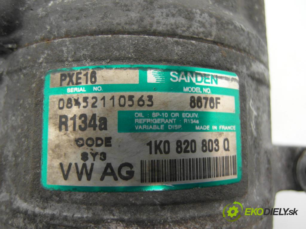 VW TOURAN (1T1, 1T2) MINIVAN 2003 74,00 1.9 TDI PD 100 - AVQ 1896,00 KOMPRESOR: klimatizácie 1K0820803Q (Kompresor klimatizácie)