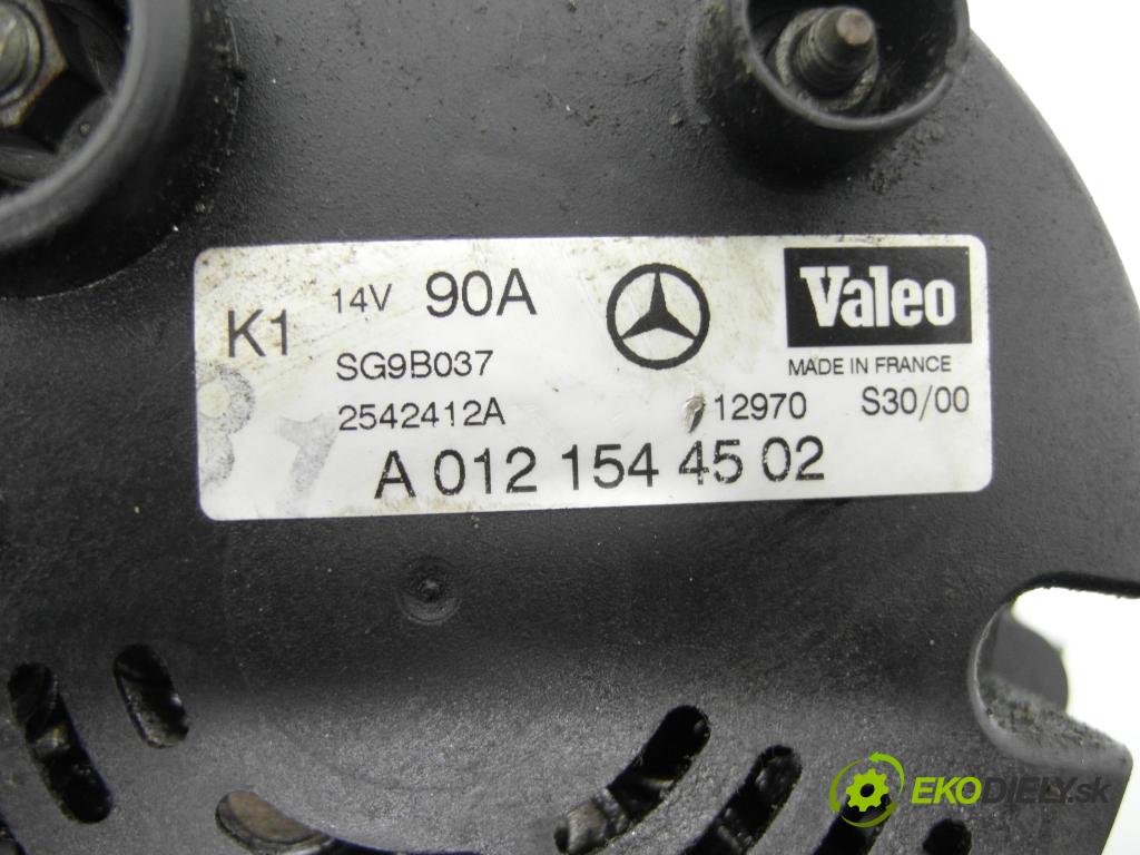 MERCEDES-BENZ KLASA A (W168) HB 2001 75,00 1.6 102 A 160  M 166.960 1598,00 Alternátor A0121544502 (Alternátor)