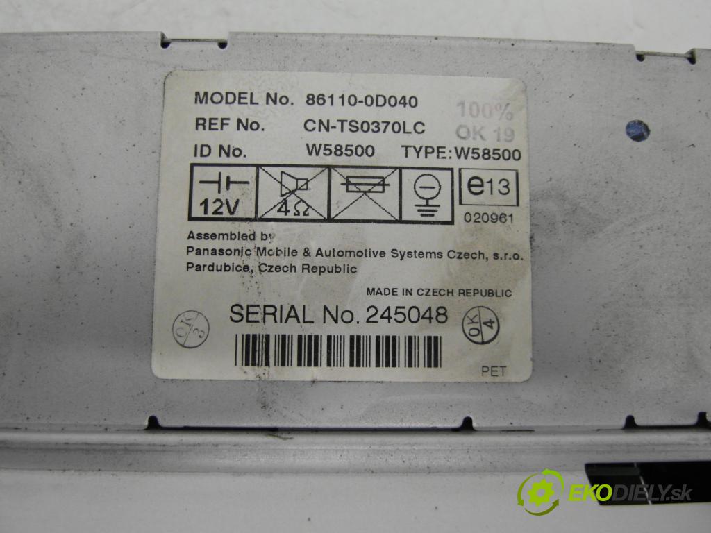 TOYOTA YARIS (_P1_) HB 2004 50,00 1.0 VVT- i 68 - 1SZ-FE 998,00 ZOBRAZIT: 861100D040 ; CNTS0370LC