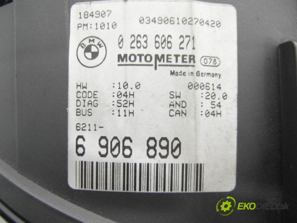 BMW 3 (E46) SEDAN 2000 100,00 320 d 136 - M47 D20 (204D1) 1951,00 Prístrojovka elektrický 0263606271 ; 0263606271