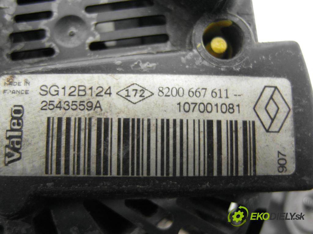 RENAULT SCENIC II (JM0/1_) MINIVAN 2008 96,00 1.9 dCi - F9Q 803 1870,00 Alternátor 8200667611 ; SG12B124 (Alternátor)