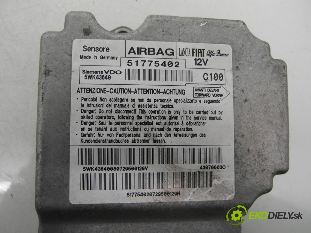 FIAT BRAVO II (198_) HB 2008 88,00 1.9 D Multijet - 192 A8.000 1910,00 MODUL air BAG 51775402 ; 5WK43640