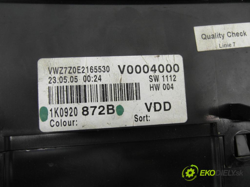 VW GOLF V (1K1) HB 2004 103,00 2.0 TDI 16V - BKD 1968,00 Prístrojovka elektrický 1K0920872B