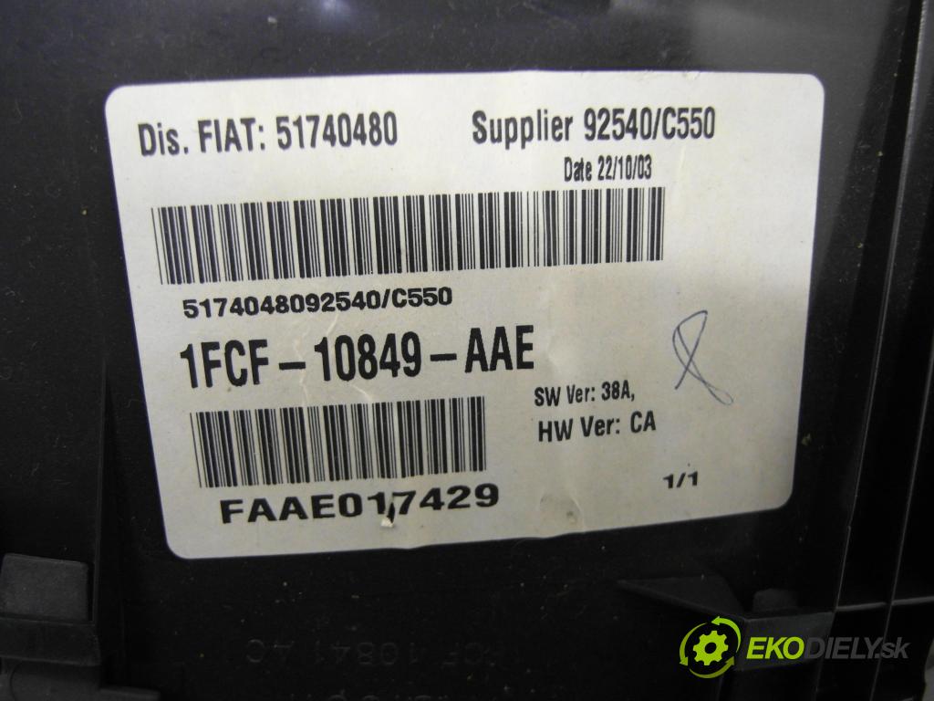 FIAT STILO (192_) HB 2004 76,00 1.6 16V 103 - 182 B6.000 1596,00 prístrojovka elektrický 1FCF10849AAE ; 51740480