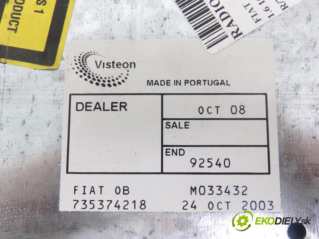 FIAT STILO (192_) HB 2004 76,00 1.6 16V 103 - 182 B6.000 1596,00 RADIO CD 735374218 ; 735374218