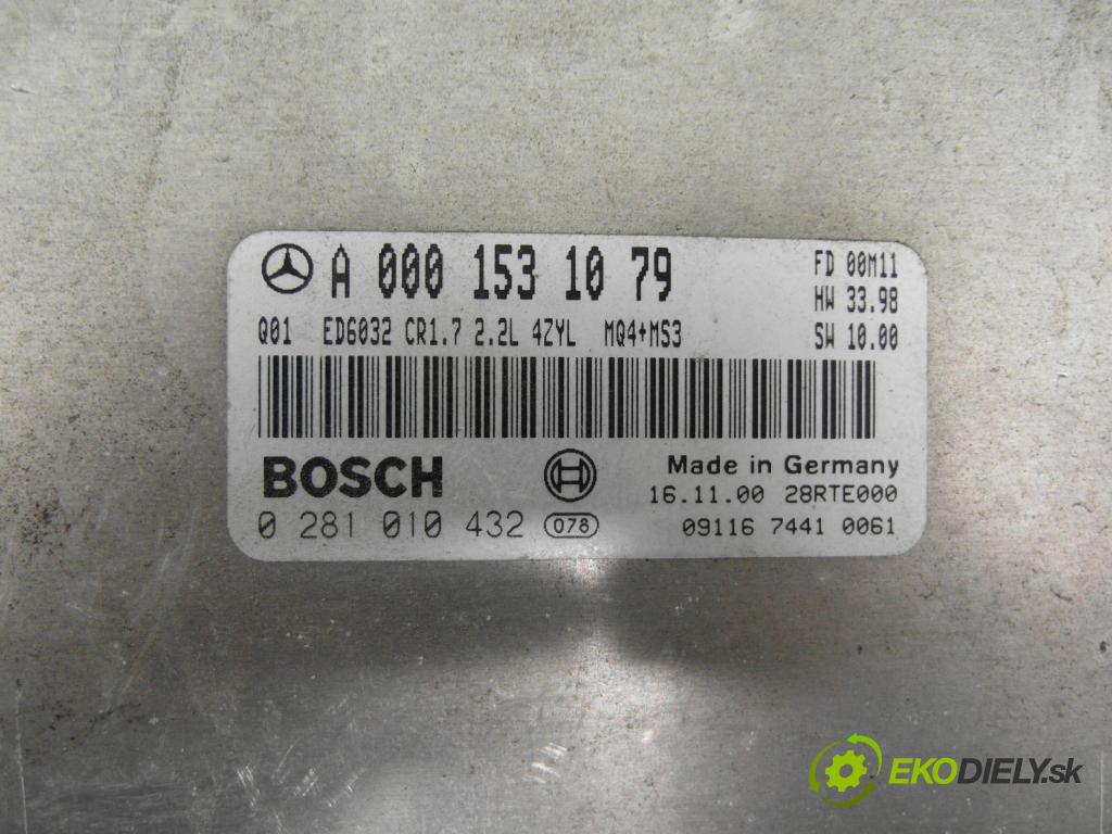 MERCEDES-BENZ VITO Skrzynia (638) VAN 2001 90,00 112 CDI 2.2 (638.094) - OM 611.980 2151,00 Riadiaca jednotka Motor A0001531079 ; 0281010432