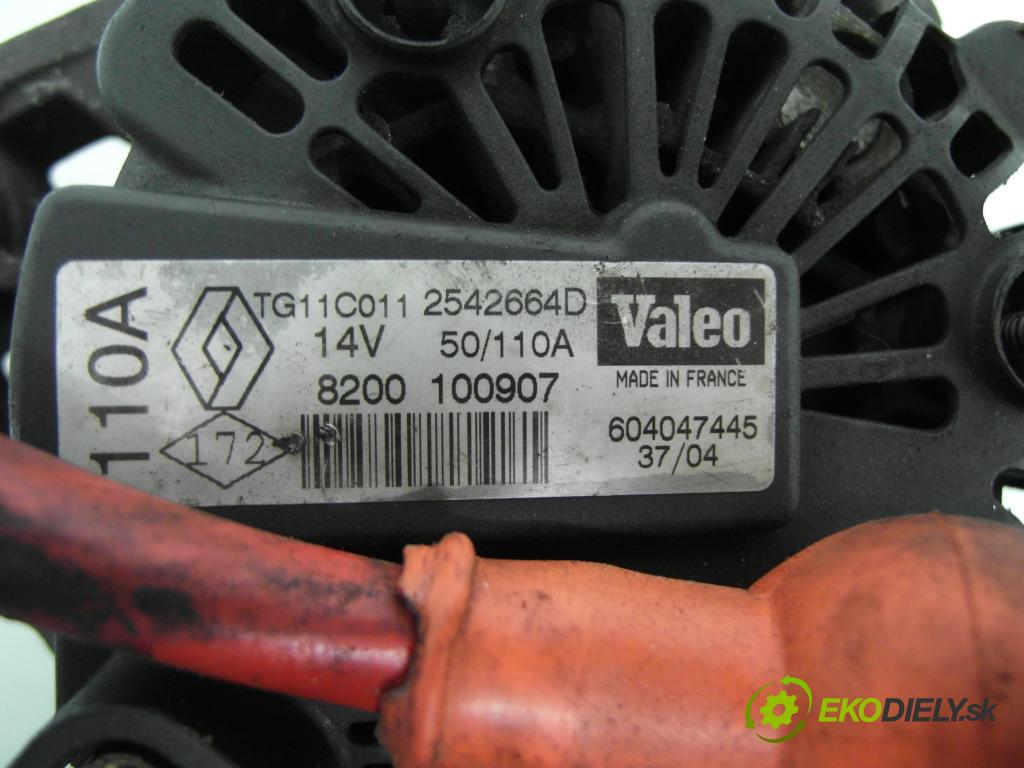 NISSAN ALMERA II (N16) HB 2004 60,00 1.5 dCi - K9K 722 1461,00 Alternátor 8200100907 ; 2542664D ; TG11C011 (Alternátor)