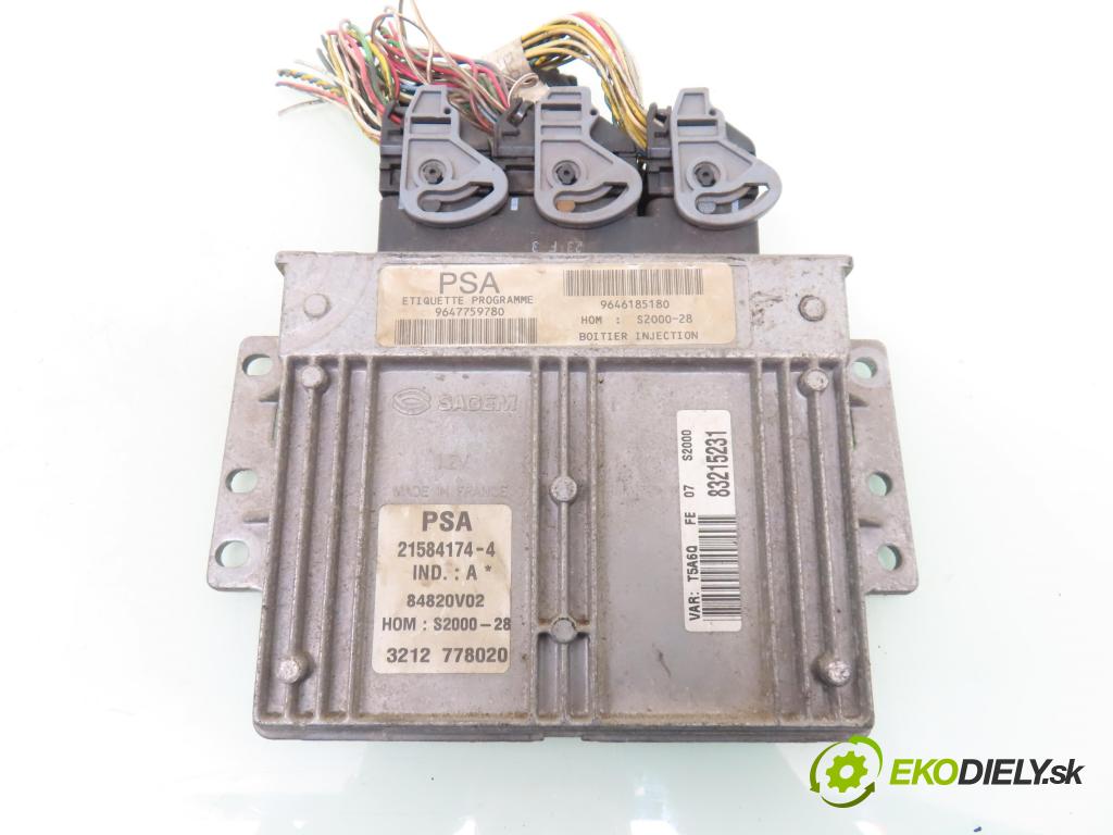 PEUGEOT 307 (3A/C) HB 2003 55,00 1.4 - KFW (TU3JP) 1360,00 Riadiaca jednotka Motor 9647759780 ; 9646185180