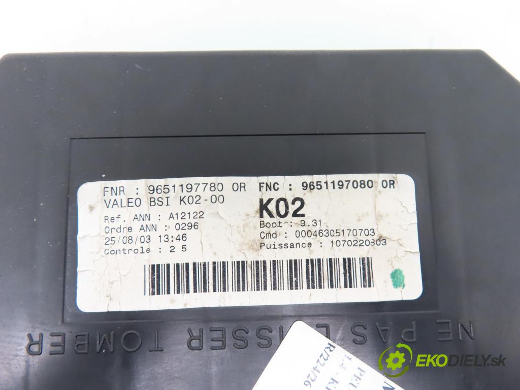 PEUGEOT 307 (3A/C) HB 2003 55,00 1.4 - KFW (TU3JP) 1360,00 MODUL BSI 9651197780 ; 9651197080