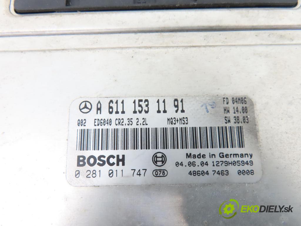 MERCEDES-BENZ SPRINTER 2-t Platforma / podwozie (901, 902) KABINA/PLATFORMA 2004 60,00 208 CDI - OM 611.987 2148,00 Riadiaca jednotka Motor A6111531191 ; 0281011747